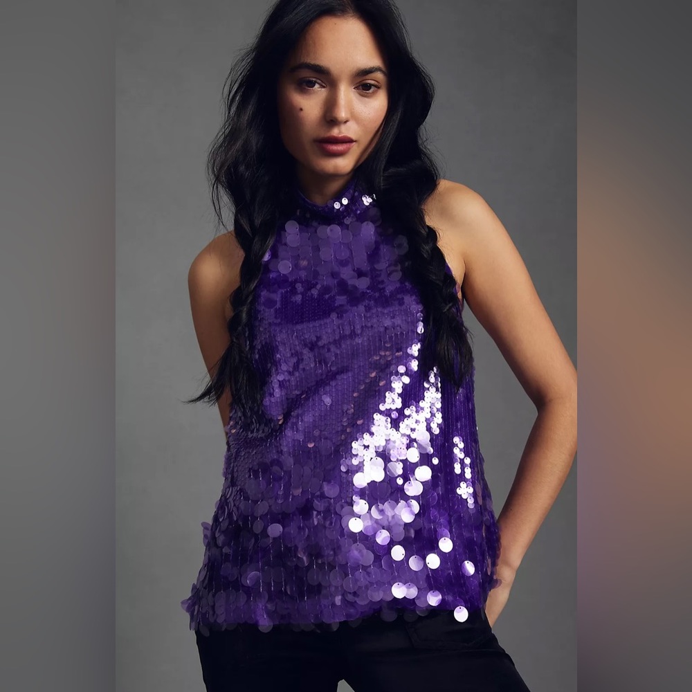 NWT Anna Sui Paillette Halter Top Size 4